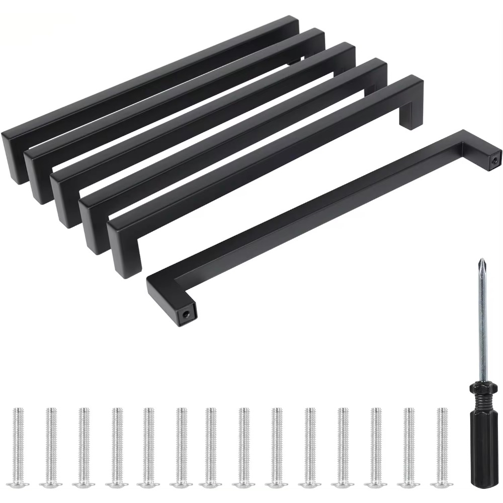 Furniture Rotating Hardware - キッチンのドアハンドル,黒いステンレス鋼の引き出しハンドル,クローゼットと家具,224mm
