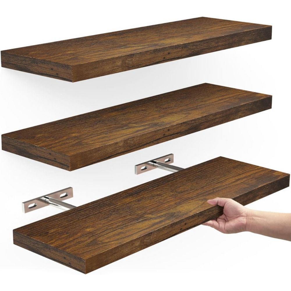 Shelf Bracket Pair - 壁に取り付けられた木製の収納棚,頑丈な壁の棚,頑丈な見えないブラケット,フローティングシェルフ