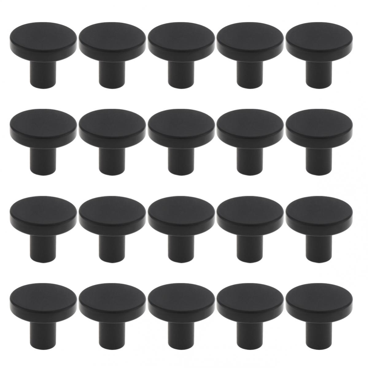 Cabinet Knob Round - 20 個ラウンドキッチンキャビネットノブソリッドドレッサーノブマットキャビネットノブキャビネット/単穴黒ノブ/引き出しハードウェア