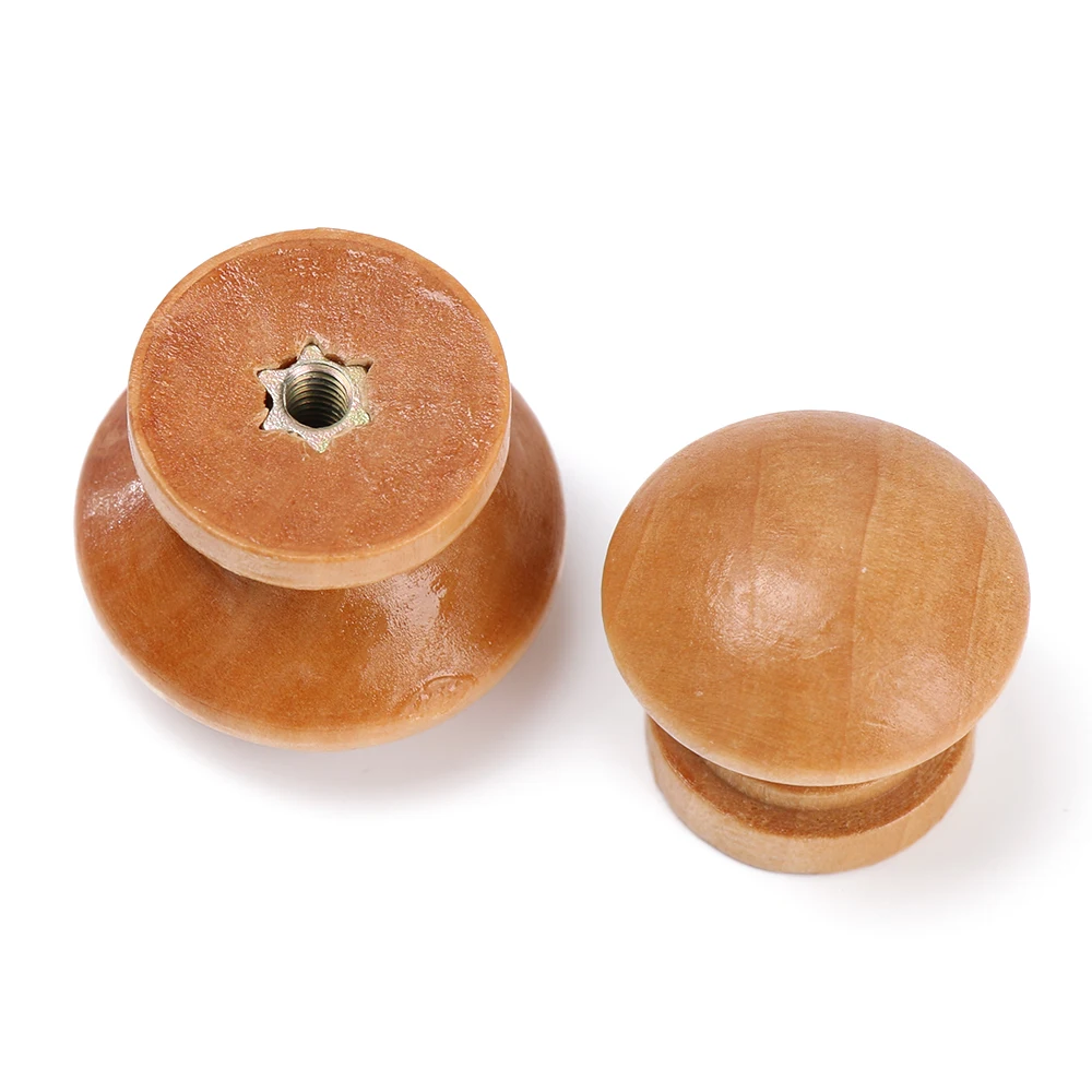 Cabinet Knob Round - 10 ピース/ロット丸型天然木製引き出しノブワードローブプルドアハンドル食器棚キッチンキャビネットプル家具ハードウェア