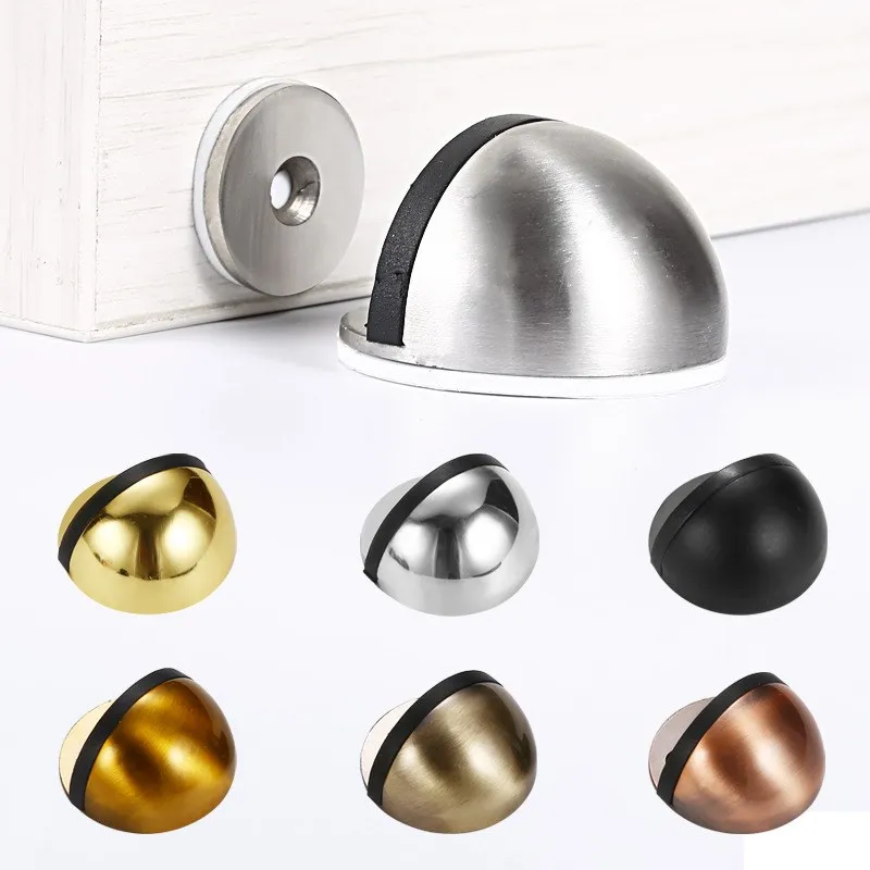 Magnetic Catch Door - ステンレス鋼ゴム磁気ドアストッパー非パンチングステッカー隠しドアホルダー床に取り付けられた釘不要のドアストップ