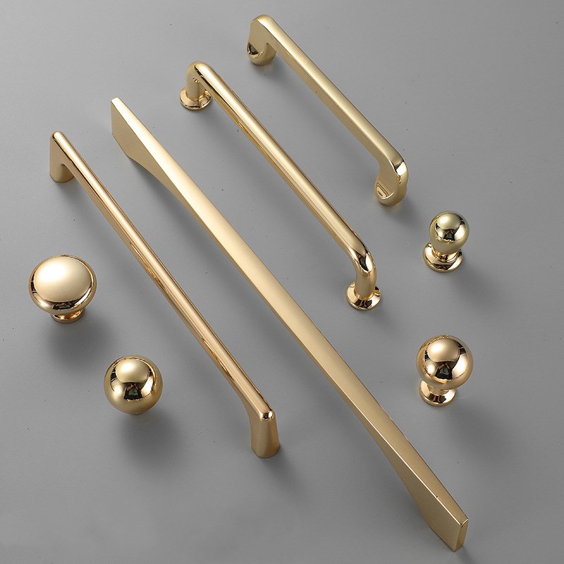 Furniture Hardware Gold - 亜鉛合金ブライトゴールドキッチンキャビネットドアハンドルモダンキャビネットノブ家具引き出し取手ハンドルホームハードウェア