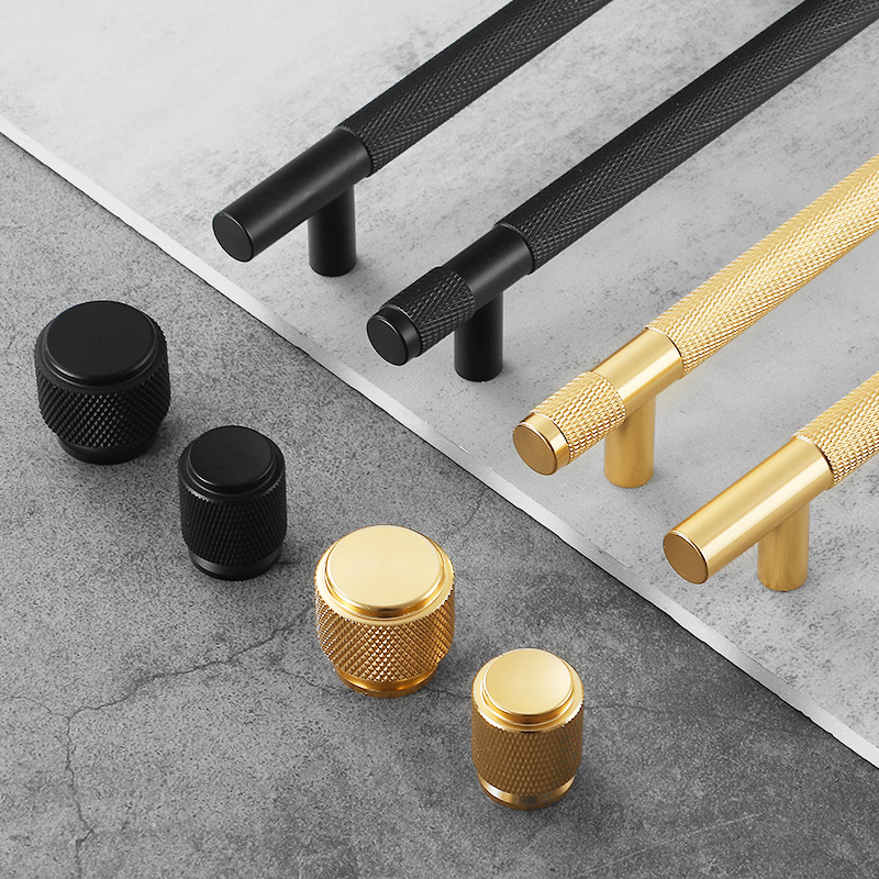 Furniture Rotating Hardware - ブラックゴールドローレットキッチン食器棚キャビネット収納ハンドルクローゼット T バーワードローブドア取手ドアノブ家庭用家具ハンドル
