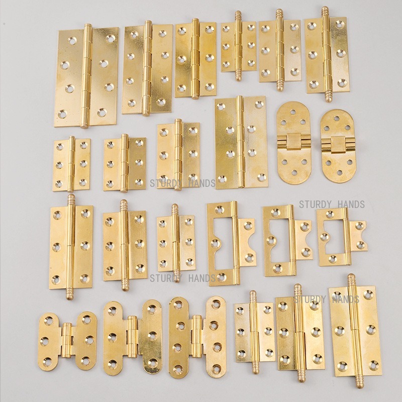 Furniture Hardware Gold - 10個の真鍮製ヒンジ、ゴールドヒンジ、ワードローブドア用折りたたみ式レトロスイングヒンジ、ハードウェアアクセサリー