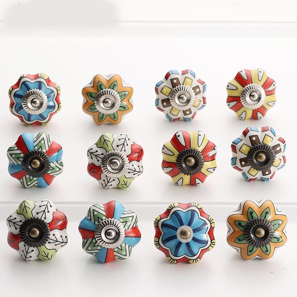 Cabinet Knob Round - レトロスタイルのシングルホールセラミックカボチャハンドル,ビンテージラウンドキャビネットノブ,ヨーロピアンスタイルのクリエイティブな引き出しノブ,キッチン