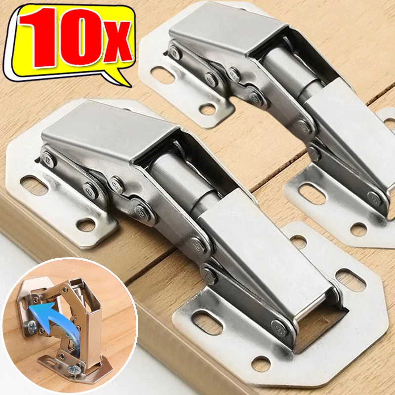 Furniture Hardware Types - 穴あけ不要のバッファヒンジ: 2/10 個 90 度スチールタイプ、キッチンキャビネット食器棚、DIY 家具ハードウェア用