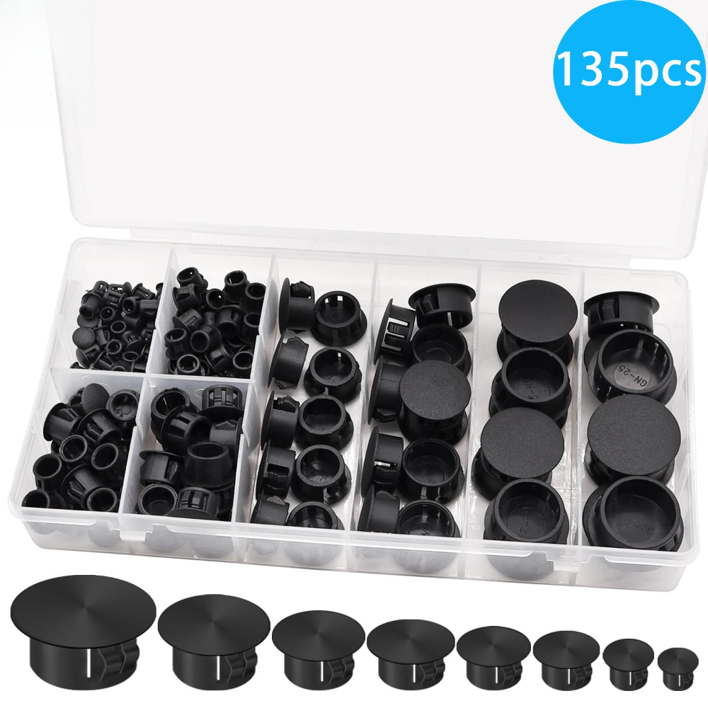 Furniture Hardware Types - 135 個ブラックカバーネジ式プラグヘッド家具ワッシャープラスチック穴プラグラウンドプラグヘッドハードウェアウォッシャーロックボタンプラグ