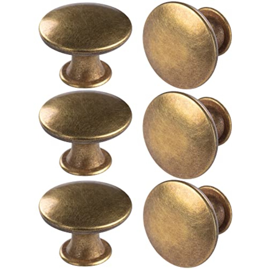 Cabinet Knob Round - 6個入り丸型キッチンキャビネットノブ、食器棚ドアノブ、引き出しハンドル、ドレッサーノブ、浴室引き出し用ネジ7個付き