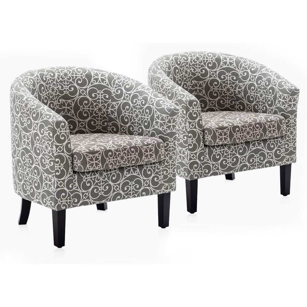 Furniture Leg Set - アクセントバレルチェアセット2脚、リネンラウンドチェアクラブタブソアチェア、幅広脚と快適なソットパッド付き、リビングルーム寝室用