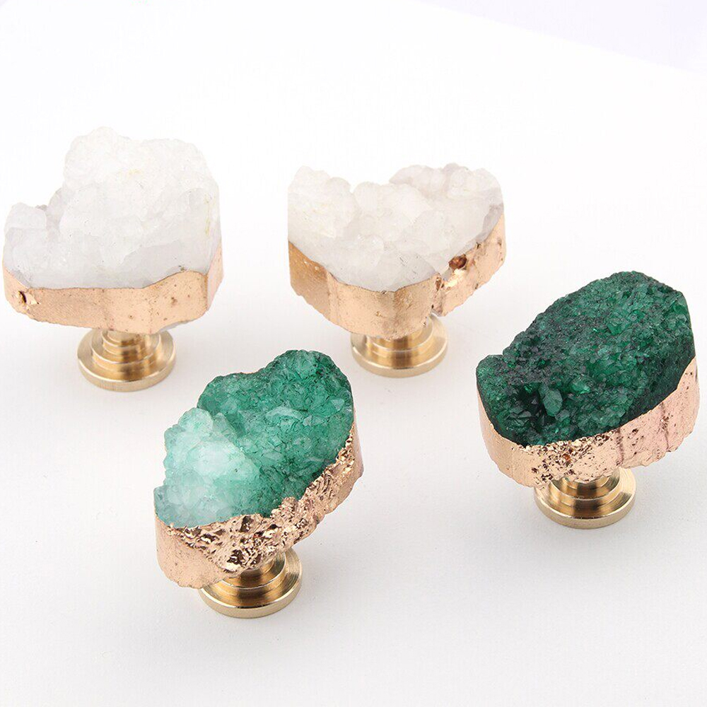 ナチュラルホワイトクリスタル歯状金メッキエッジゴールド純粋高 - Furniture Hardware Gold のレビューと価格