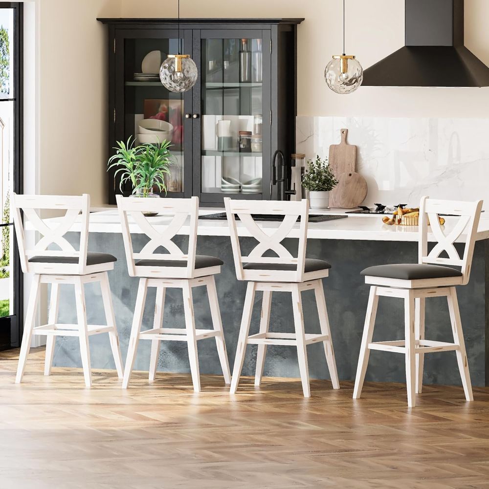 回転式バースツール2脚セット、背もたれ付き29インチバーチェ - Furniture Leg Set のレビューと価格