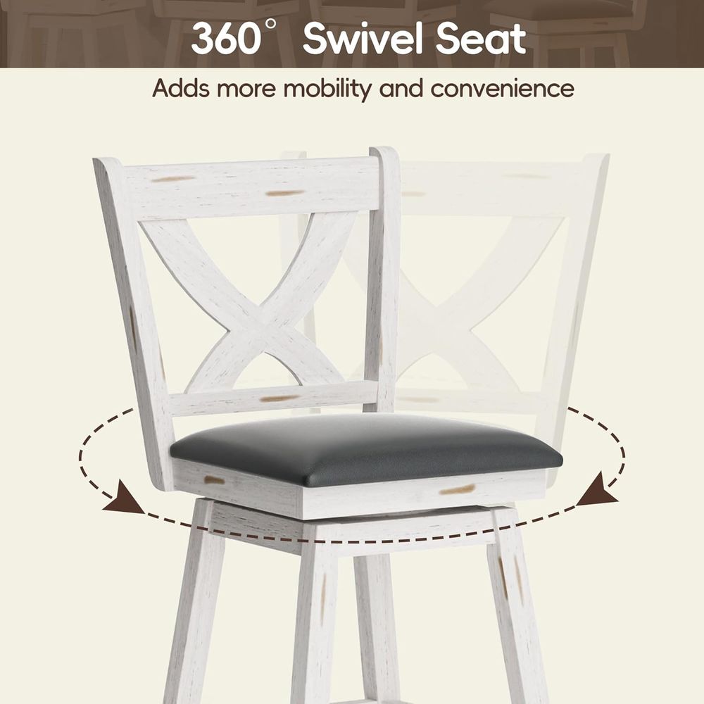 回転式バースツール2脚セット、背もたれ付き29インチバーチェ - Furniture Leg Set のレビューと価格