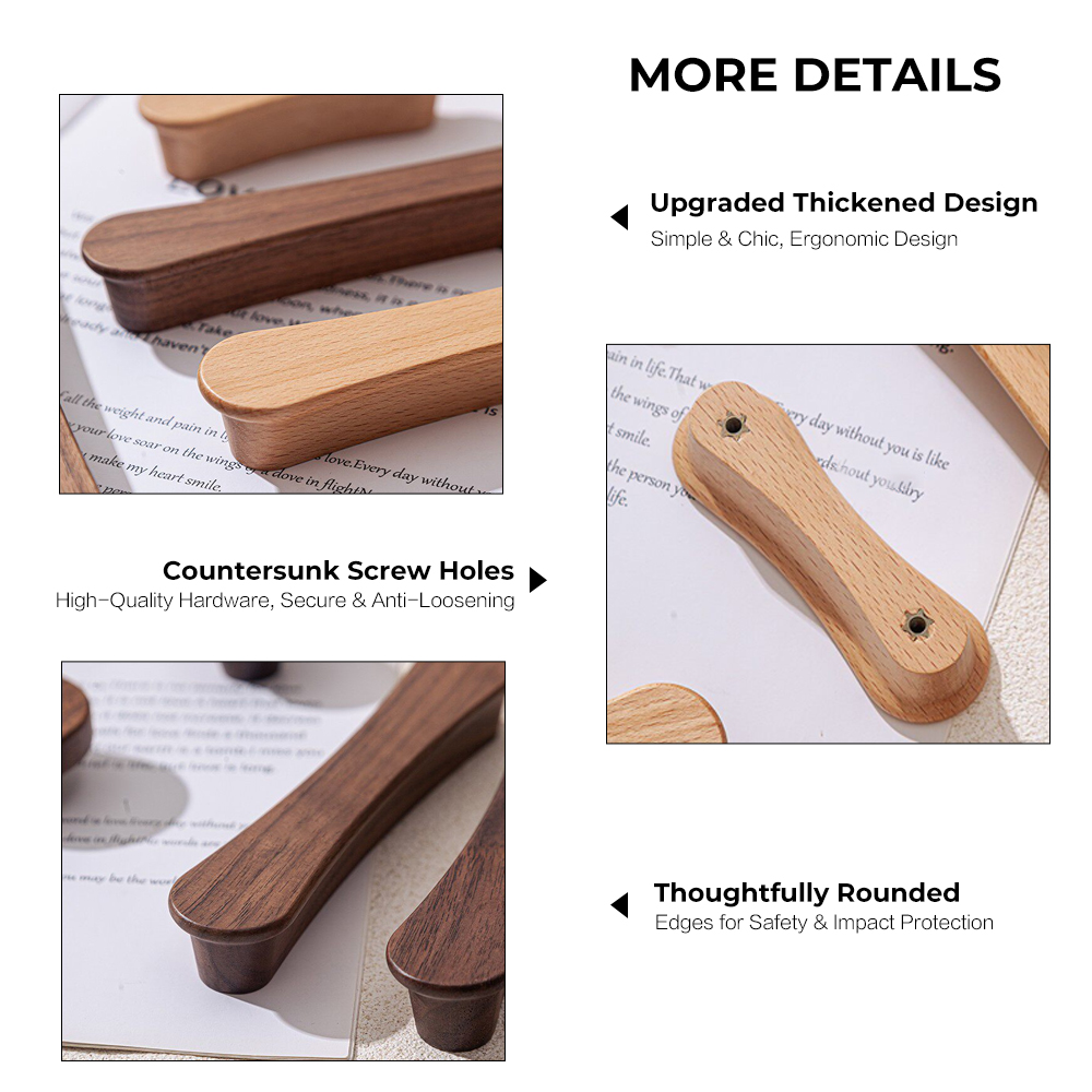 ブラックウォールナットキャビネットハンドル木製引き出し取っ手 - Furniture Rotating Hardware のレビューと価格