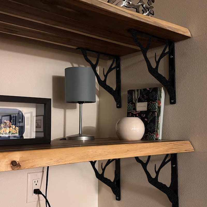 2 個ブラックツリーブランチメタルシェルフ L 型吊り下げブ - Shelf Bracket Pair のレビューと価格