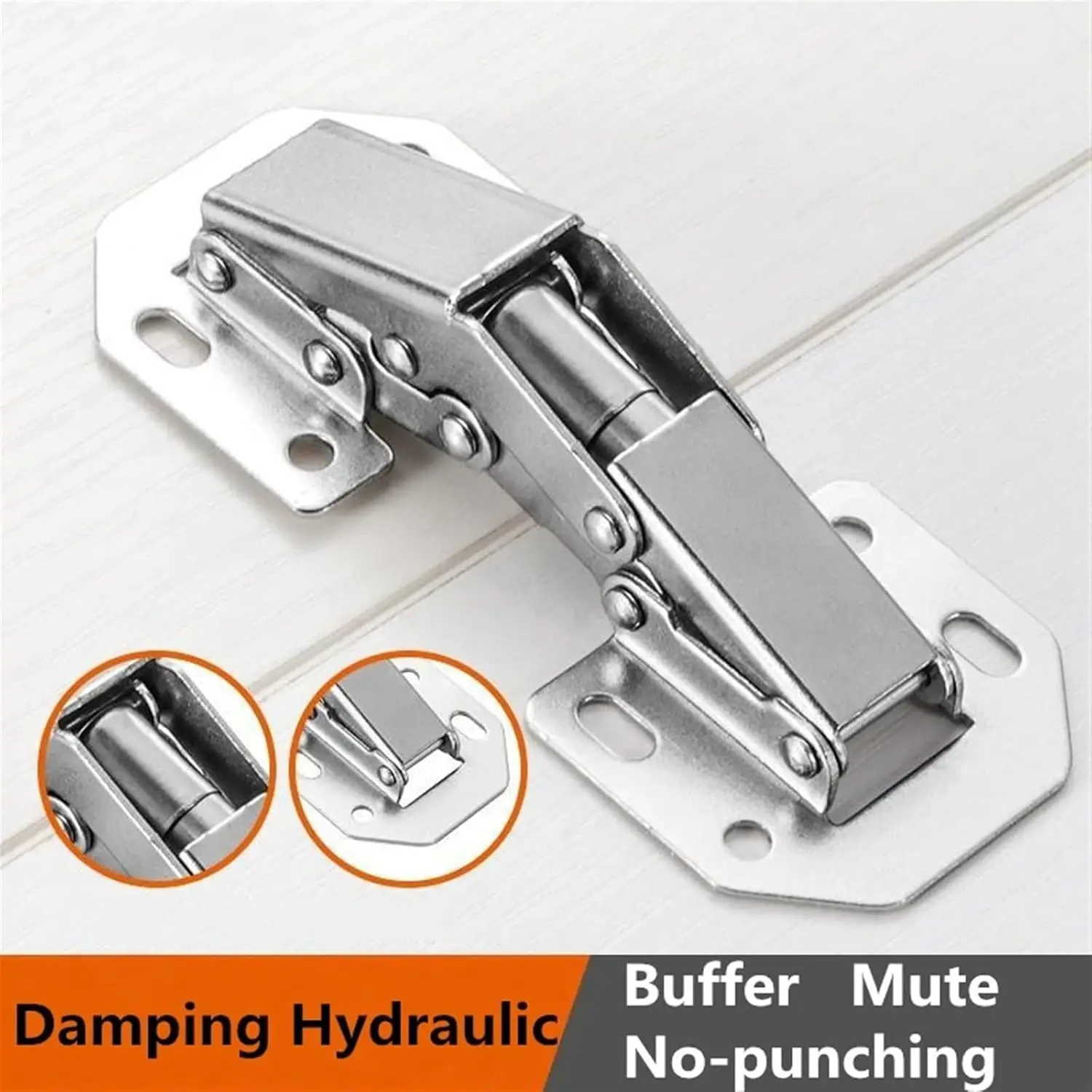 穴あけ不要のバッファヒンジ: 2/10 個 90 度スチール - Furniture Hardware Types のレビューと価格