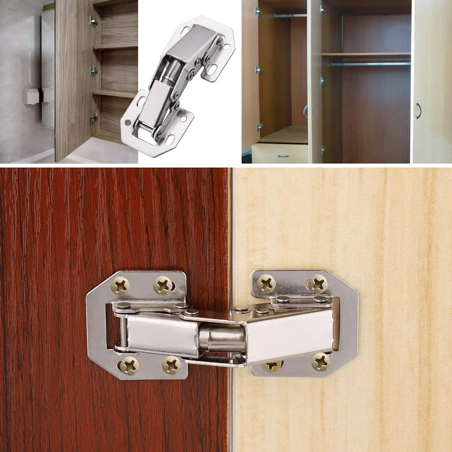 穴あけ不要のバッファヒンジ: 2/10 個 90 度スチール - Furniture Hardware Types のレビューと価格