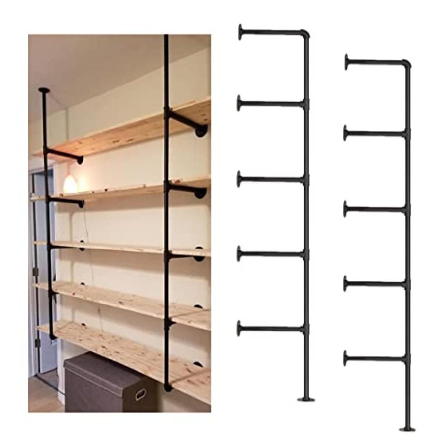 工業用壁掛け鉄パイプ棚棚棚ブラケット黒ヴィンテージレトロ天井 - Shelf Bracket Pair のレビューと価格