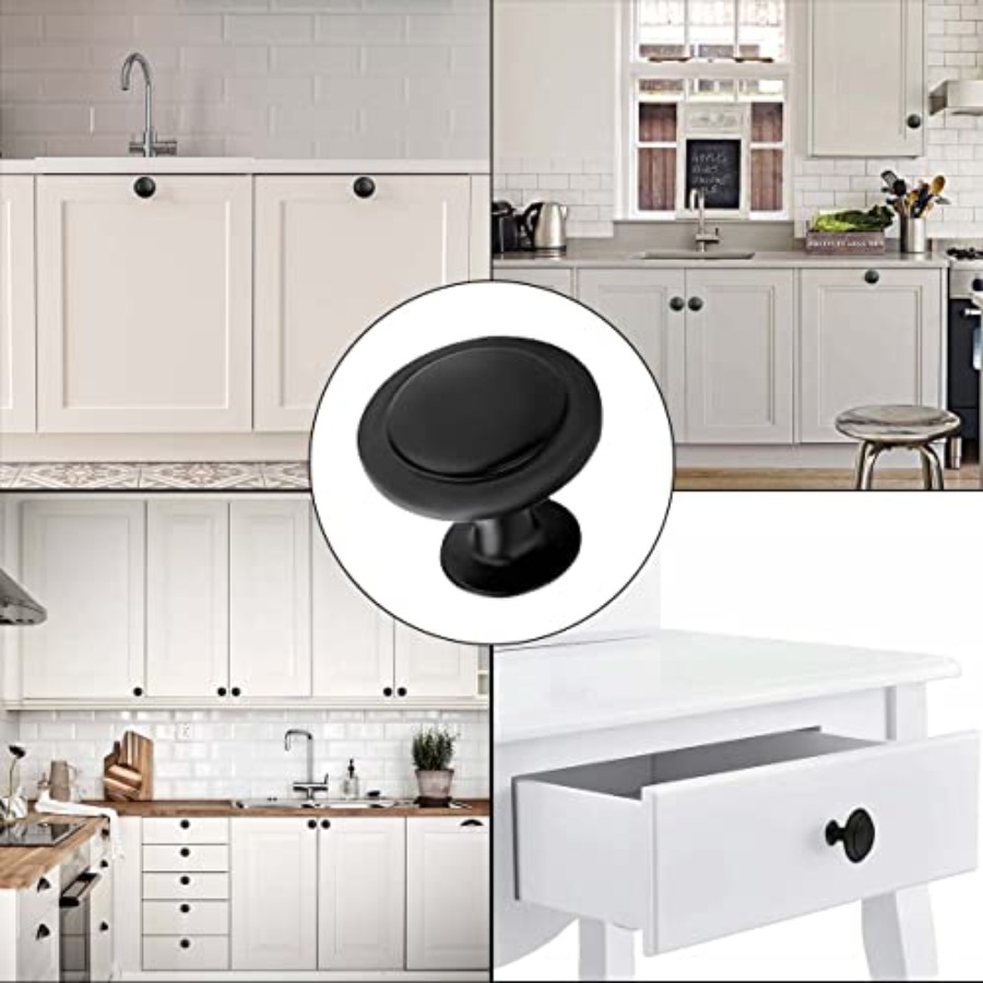 12個入り ブラック ラウンド キャビネット ハードウェア  - Cabinet Knob Round のレビューと価格
