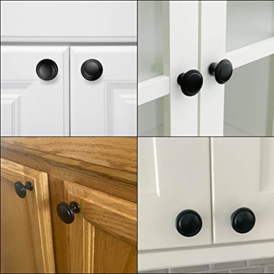 12個入り ブラック ラウンド キャビネット ハードウェア  - Cabinet Knob Round のレビューと価格