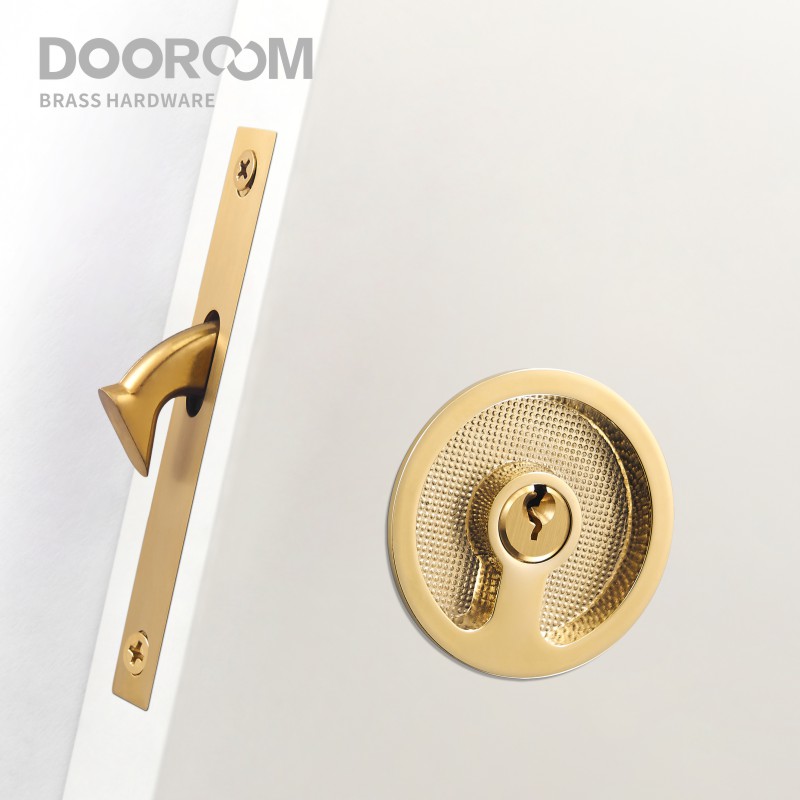 ドアロックセット真鍮引き戸ハンドルキッチンバスルームウッドド - Furniture Hardware Gold のレビューと価格