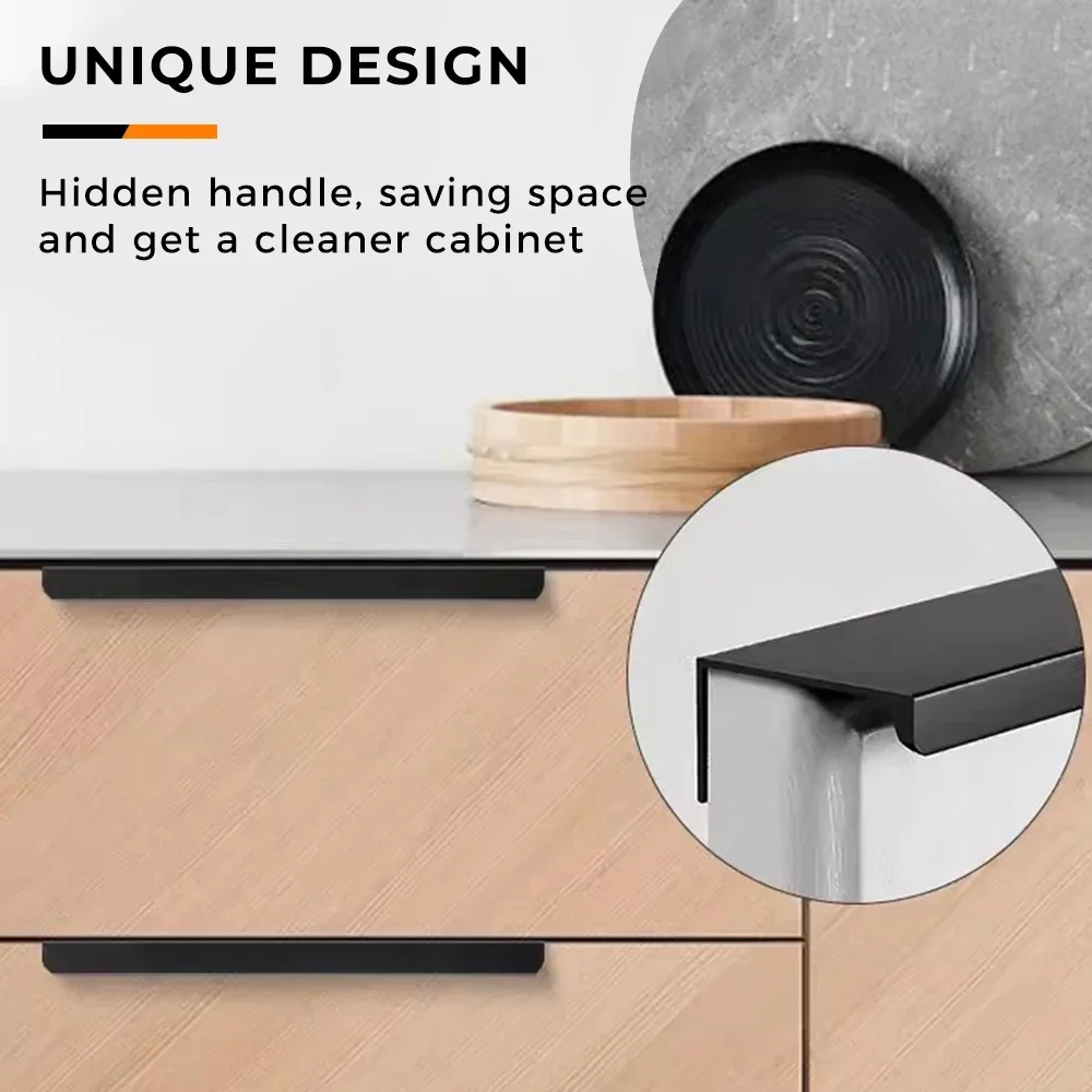 隠し家具ハンドルマットブラックゴールドシルバーキッチンキャビ - Furniture Hardware Gold のレビューと価格