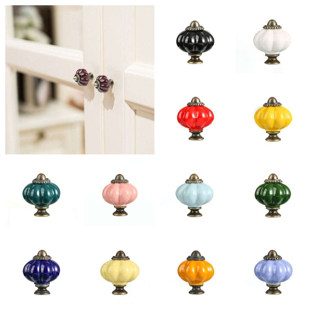 シンプルな単穴セラミックパンプキンハンドルヨーロピアンスタイ - Cabinet Knob Round のレビューと価格